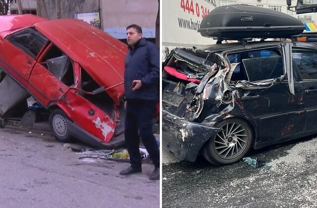 Bağcılar’da park halindeyken sürüklenen kamyon 8 araca çarptı