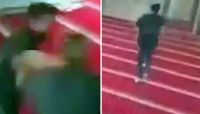 Bahçelievler’de camiyi temizleyen görevliye yumruklu saldırı kamerada