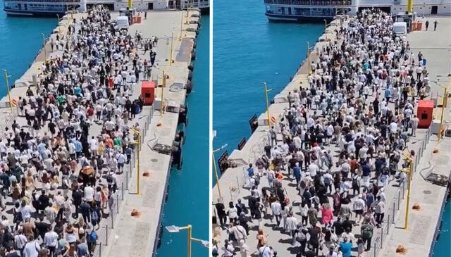 Bayram dönüşü Adalar’da izdiham: Vapura binmek için birbirlerini ezdiler