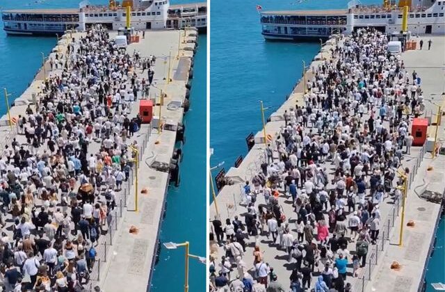Bayram dönüşü Adalar’da izdiham: Vapura binmek için birbirlerini ezdiler