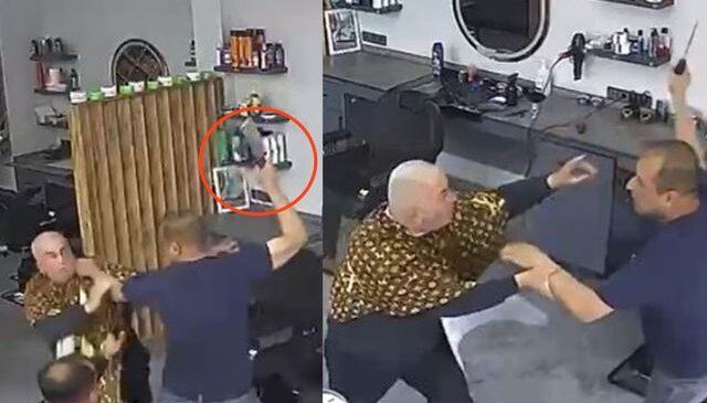 Berber koltuğunda kanlı hesaplaşma, satırlı saldırgana keserle direndi