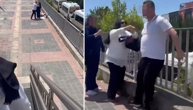 Sokak ortasında darbedilen kadının yardımına bir başka kadın koştu