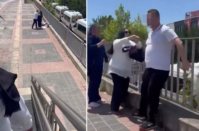 Sokak ortasında darbedilen kadının yardımına bir başka kadın koştu