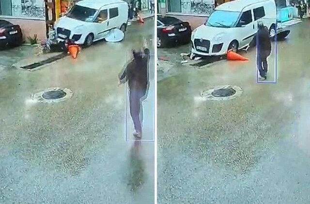 Kamyonet yayaların arasına daldı, o anlar kameraya yansıdı
