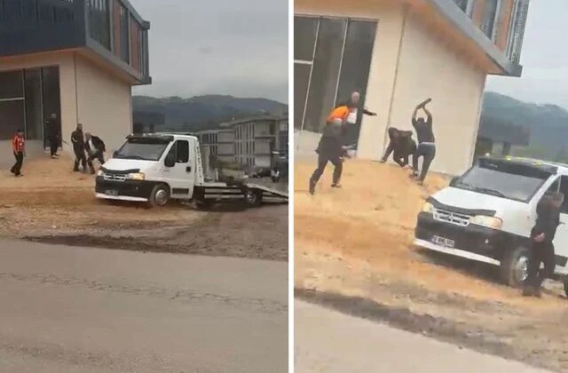 Çekiciyi önce üzerlerine sürdü, sonra sopayla saldırdı