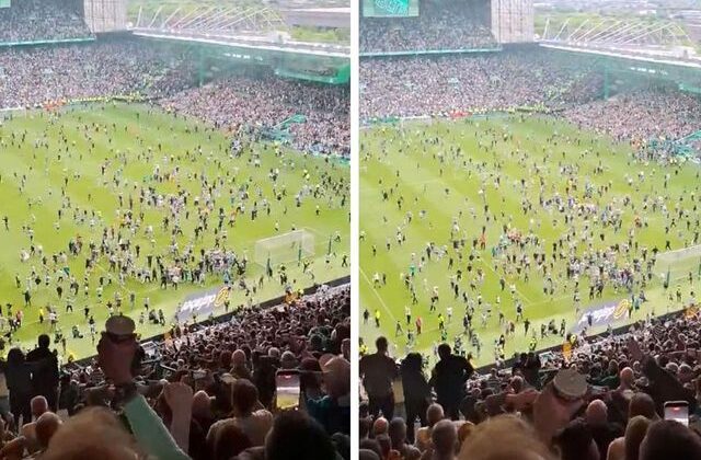 Celtic taraftarı sevinçten sahaya inmişti! Şampiyonluk el değiştirebilir