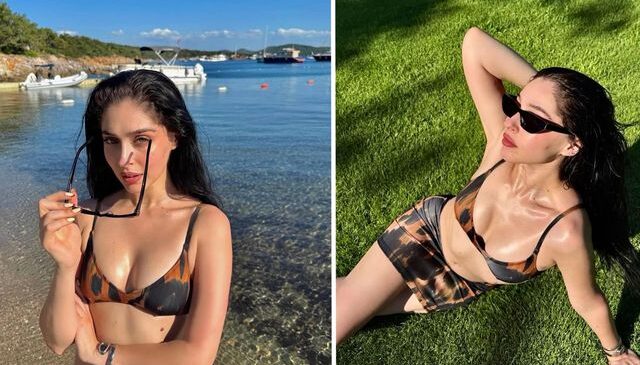 Cemre Baysel yaz sezonunu açtı, leopar desenli bikinisiyle göz kamaştırdı