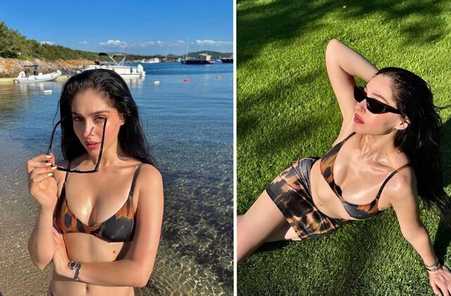 Cemre Baysel yaz sezonunu açtı, leopar desenli bikinisiyle göz kamaştırdı