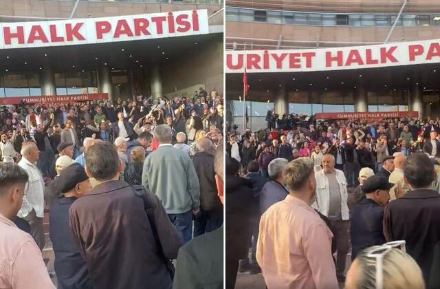 CHP Genel Merkezi’nin önünde “Hain Kemal” sloganları atılıyor
