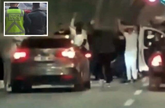 Tünelde kutlama yapıp trafiği durduran 4 sürücüye toplam 720 bin TL ceza