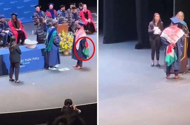 Filistin bayrağıyla sahneye çıkan öğrenciye diploması verilmedi