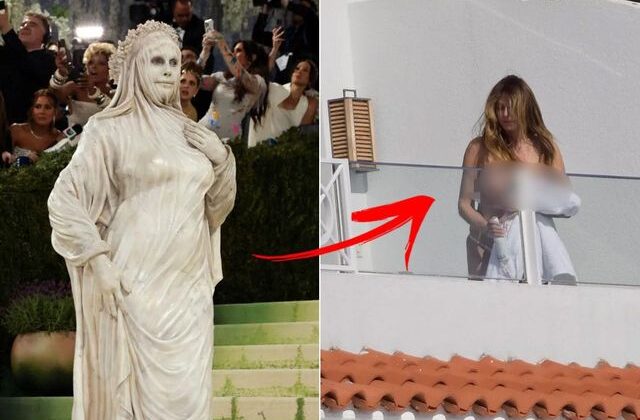 Heidi Klum balkonda üstsüz yakalandı