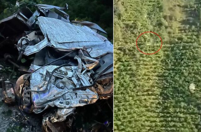 Otomobil yüzlerce metrelik yamaçtan böyle yuvarlandı! Sürücü mucize eseri hayatta kaldı