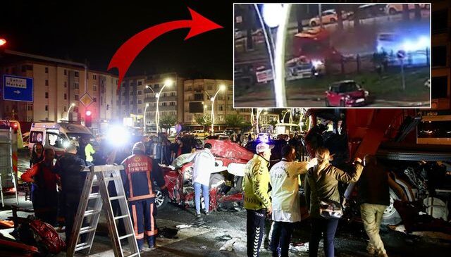 Giresun’da 5 kişinin öldüğü kaza anı kamerada! Araçları biçen tır hiç fren yapmamış