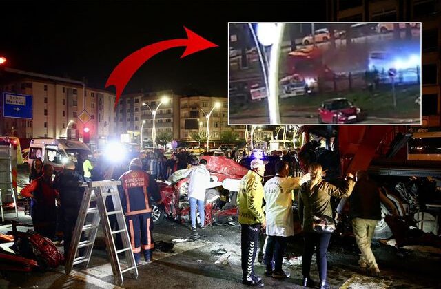 Giresun’da 5 kişinin öldüğü kaza anı kamerada! Araçları biçen tır hiç fren yapmamış