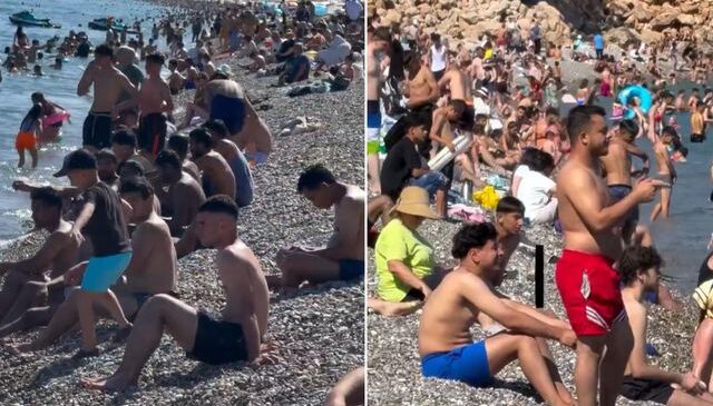 Görüntü bugün kaydedildi! Sıcak havayı fırsat bilip sahile akın ettiler