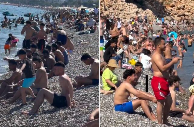 Görüntü bugün kaydedildi! Sıcak havayı fırsat bilip sahile akın ettiler