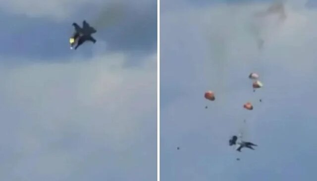 Gösteri sırasında savaş jetleri havada çarpışıp alev topuna döndü