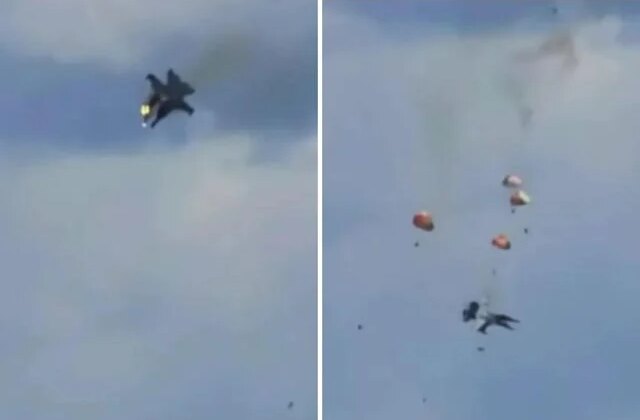 Gösteri sırasında savaş jetleri havada çarpışıp alev topuna döndü