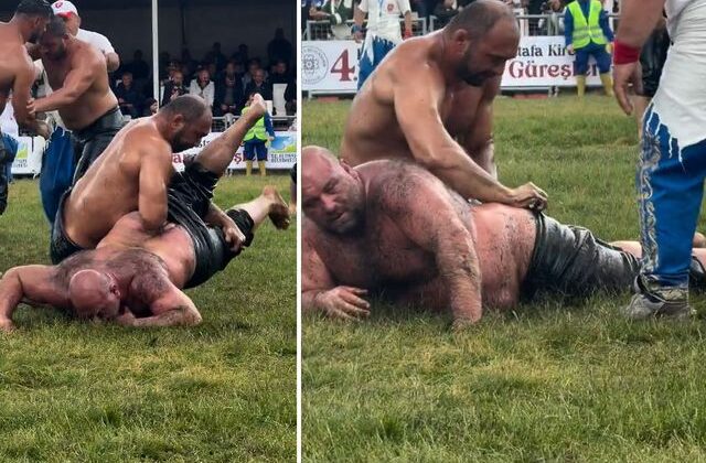 Güreşirken rakibinin kıspetini çıkardı, giydirmeye çalışırken olanlar oldu