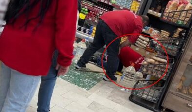 Markette kaos! Açık kapıdan girdi, ortalık karıştı