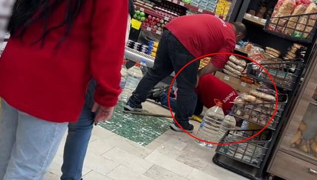Markette kaos! Açık kapıdan girdi, ortalık karıştı