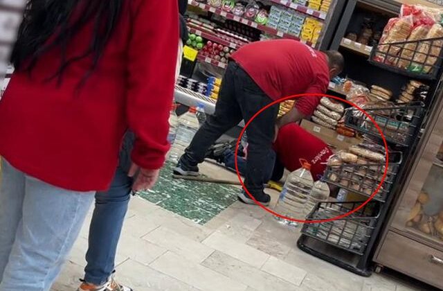Markette kaos! Açık kapıdan girdi, ortalık karıştı
