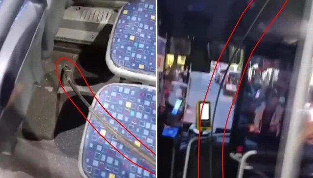 İnşaat demiri otobüsü delip yolcunun ayağına saplandı