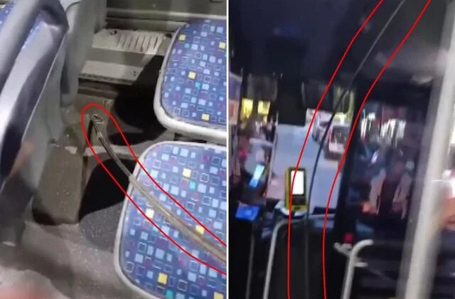 İnşaat demiri otobüsü delip yolcunun ayağına saplandı