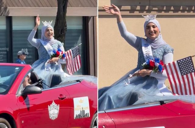 ABD’nin ilk başörtülü güzellik kraliçesi halkı selamladı