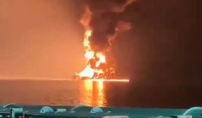 İran’ın BAE’ye ait petrol tankerini vurduğu anlar kamerada