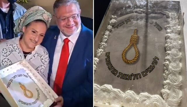 İsrailli bakanın doğum gününde skandal “urgan” pastası: Bazen hayaller gerçek olur