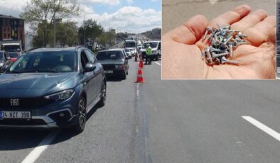 İstanbul’da çivi kabusu! Lastikler patladı, trafik felç oldu