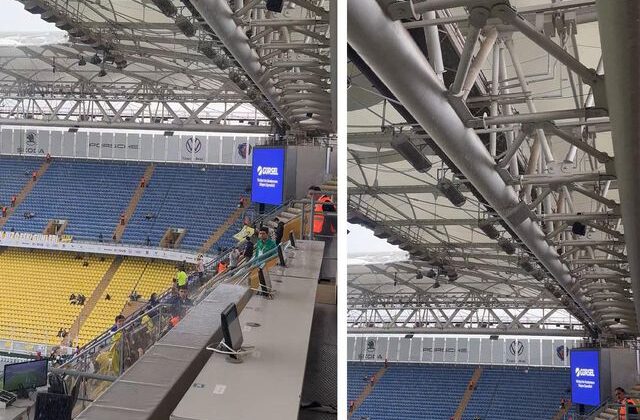 Kadıköy’de sağanak yağış! Fenerbahçe tribünlerine çatıdan su sızdı