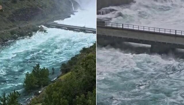 Bir barajın daha kapakları açıldı, köprü suyun debisine dayanamadı