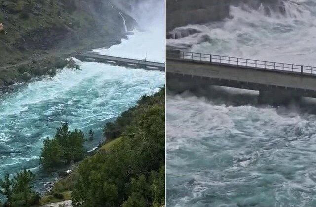 Bir barajın daha kapakları açıldı, köprü suyun debisine dayanamadı