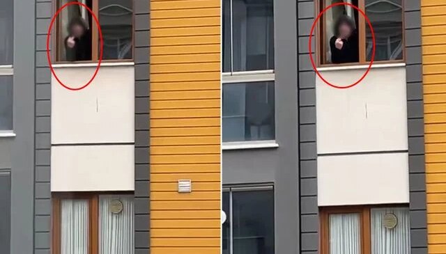 Karşı apartmandaki kadına cinsel içerikli el hareketi yaptı
