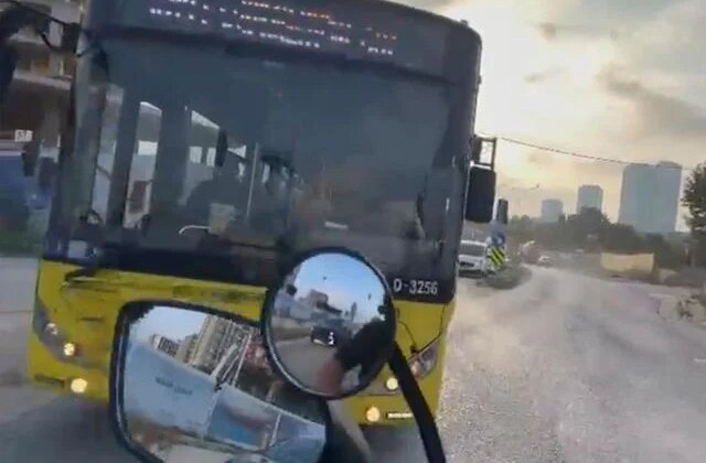Kartal’da korku dolu anlar: İETT otobüsü kırmızıda geçti, motosikletli son anda durabildi