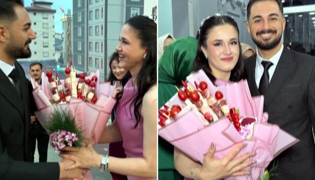 Kebapçı damattan sıra dışı sürpriz! Buketi gören dönüp bir daha baktı