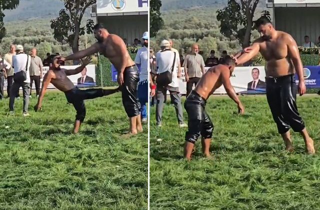 Kendinden 2 kat büyük rakibine kafa tuttu