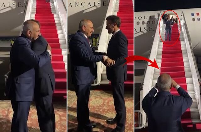 Macron ile Paşinyan birbirine zor veda etti! Defalarca sarıldılar, kalp yapıp öpücük yolladılar