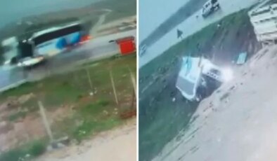 Malatya’da 4 kişinin hayatını kaybettiği otobüs kazası kamerada