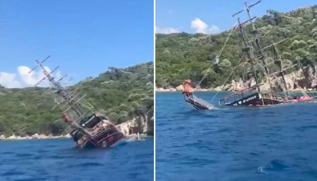 Marmaris’te 110 yolculu gezi teknesi sulara gömüldü