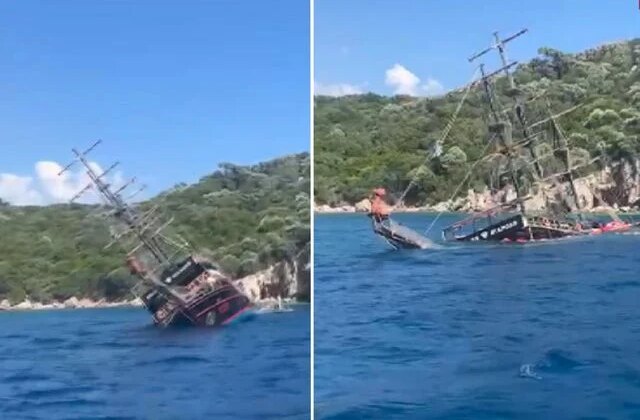 Marmaris’te 110 yolculu gezi teknesi sulara gömüldü