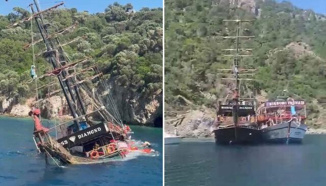 Marmaris’te batan tur teknesindeki tahliye anına ait görüntüler ortaya çıktı