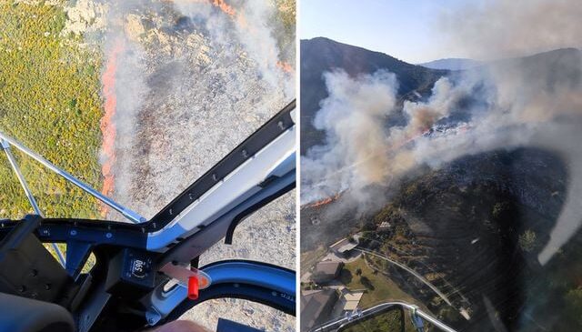 Marmaris’te makilik ve otluk alanda çıkan yangına müdahale ediliyor