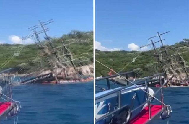 Marmaris’te batan tur teknesinin suya gömülme anları ortaya çıktı