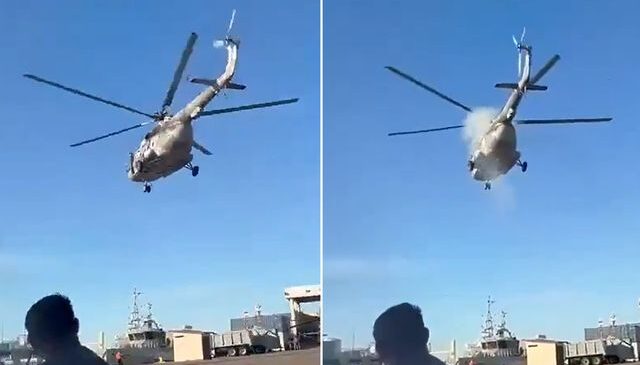 Meksika ordusuna ait helikopter, kalkıştan hemen sonra düştü
