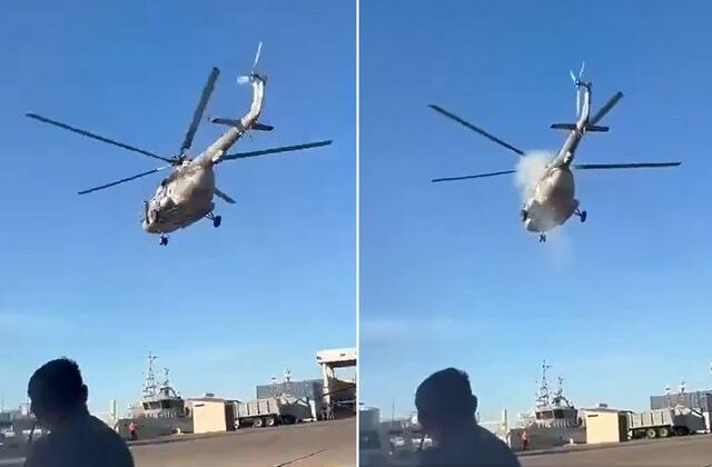 Meksika ordusuna ait helikopter, kalkıştan hemen sonra düştü