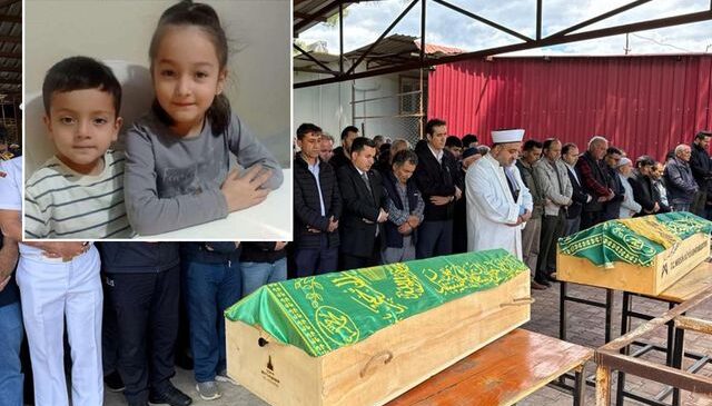 Ölen iki kardeş gözyaşlarıyla toprağa verildi! Anne ve baba cenazeye katılamadı